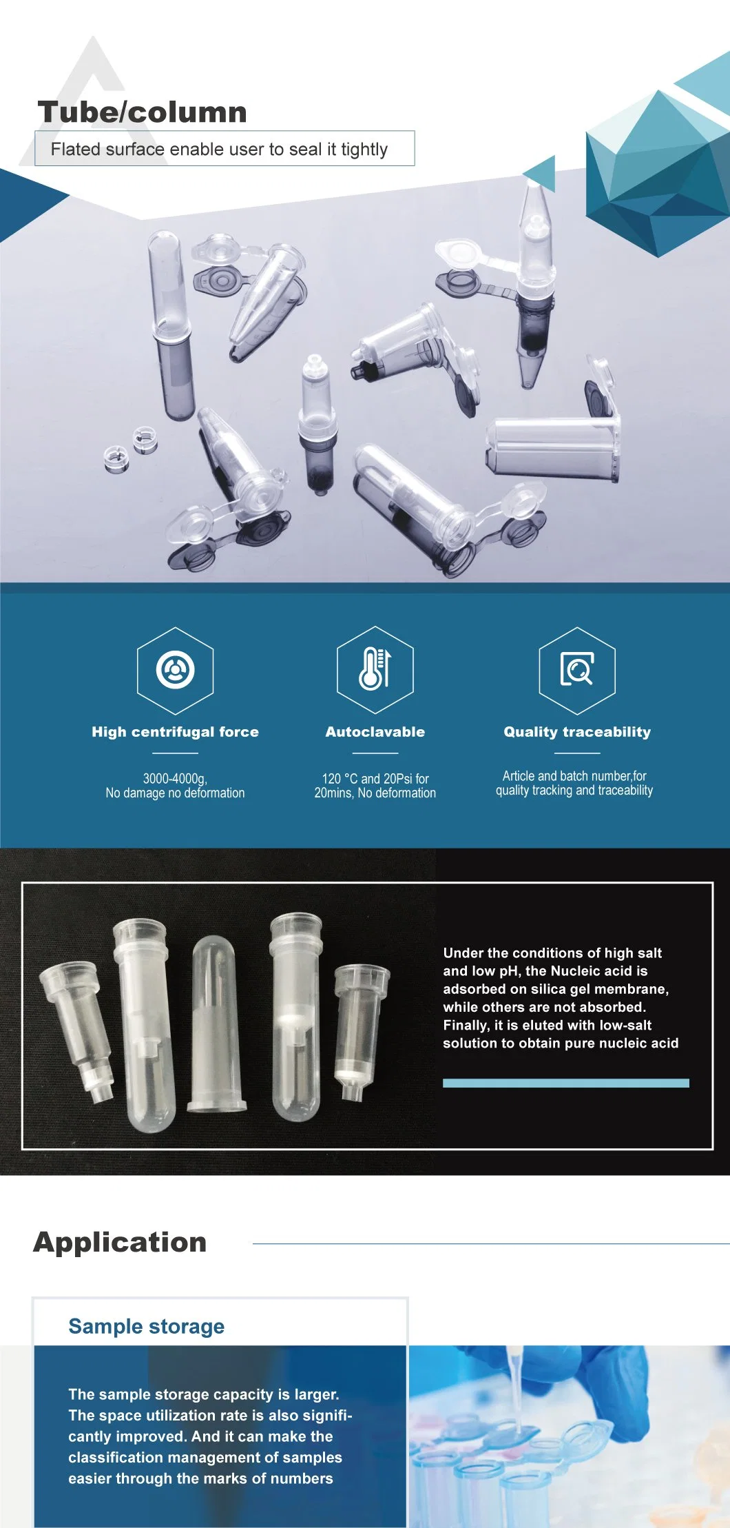 50ml PP Graduated Sterile DNA/Rna Pyrogen Free Centrifuge Tube/Column with Screw Lid and Scale